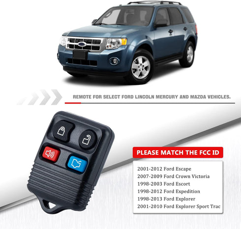 Replacement for 1999-2014 Ford Mustang Compatible Key Fob with DIY Instructions...