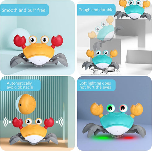 Crawling Crab Sensing Escape Toy, Tummy Time Baby Toy with Music& Lights, Interactive Kids Infant Learning and Entertainment Fun Toy Birthday Chri...