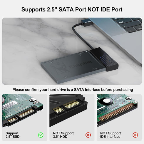 SATA to USB 3.0 Adapter 2 Pack, USB SATA III Hard Drive to USB Adapter Cable, External Converter Compatible for 2.5 Inch SSD Data Transfer...