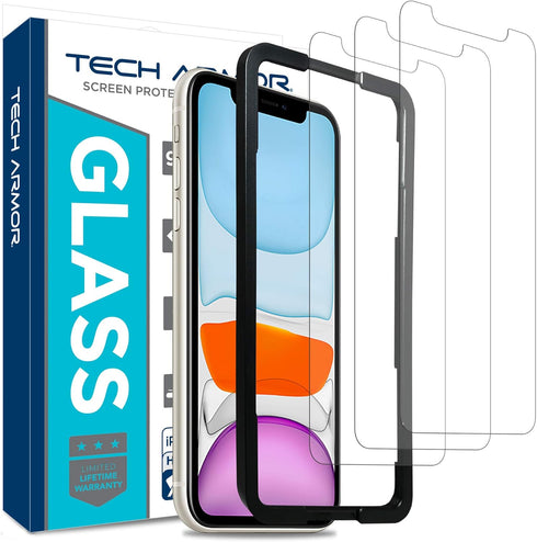 Tech Armor Screen Protector for iPhone 11 and iPhone XR 6.1 inch - Ballistic Tempered Glass, Case Friendly, Sensor Protection, HD, 9H Hardness - 3...
