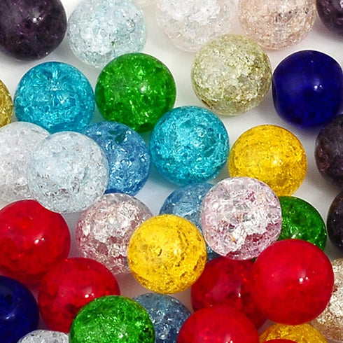 RUBYCA Assorted Mixed Round Druk Crackle Czech Crystal Glass Beads for Jewelry Making (4mm, 100pcs)...