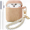Flower Engraved Case for Airpods 2nd Generation Case Cover with Cleaner Kit, Stylish Silicone Skin Protective Case with Luxury Pearl Keychain for ...