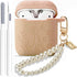Flower Engraved Case for Airpods 2nd Generation Case Cover with Cleaner Kit, Stylish Silicone Skin Protective Case with Luxury Pearl Keychain for ...