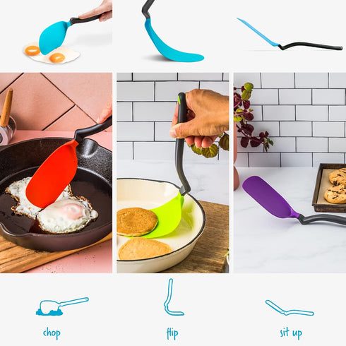 Dreamfarm Chopula Non-Stick-Safe Super-Flexible Sit-Up Spatula with Strong Flat Edge to Separate Food - 12" Dreamfarm Blue...