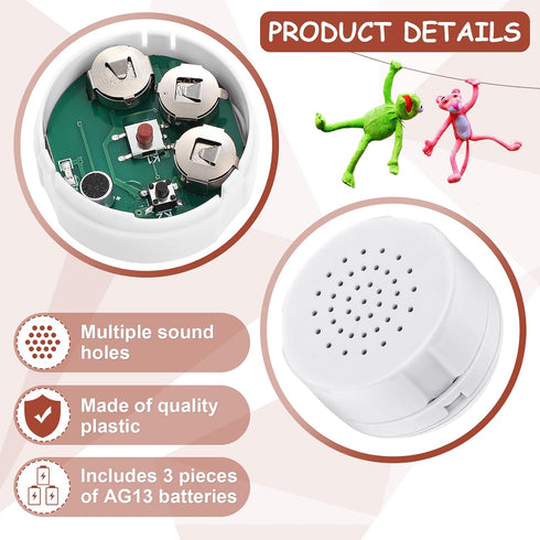 3 Pcs Voice Recorder for Stuffed Animal, Voice Recorder Box Stuffed Bear Mini Voice Recorder Device, DIY Custom Voice Message Toy Voice Recorder f...