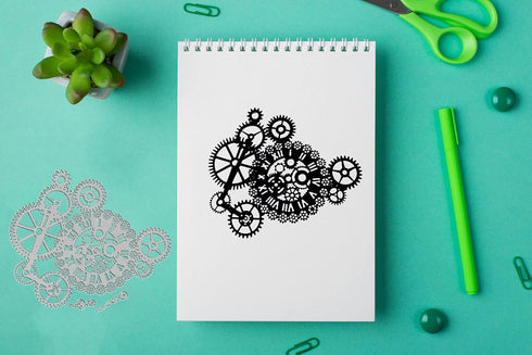 Metal Big Gear Cutting Dies, Gear with Pointer Die Cuts Embossing Stencils Template Mould for Card Scrapbooking and DIY Craft Album Paper Card Dec...