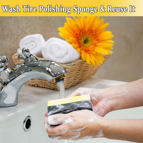 Tire Shine Applicator Pads, Tire Dressing Applicator Sponges, Durable Foam Tire Contour Wheel Shine Cleaning, Reusable Tire Sponges Applicator Pad...