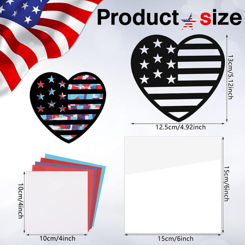 18 Pieces 4th of July Patriotic Suncatcher Paper Kit for Window, Stained Glass Effect Paper Suncatchers Window Door Art Classroom DIY Crafts Patri...