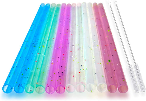 Reusable Silicone Drinking Straws, 12 Pcs Eco Friendly Silicone Straws 2 cleaning Brushes,for 30oz and 20oz Tumblers, Rtic,Yeti, Ozark, (Two-tone ...