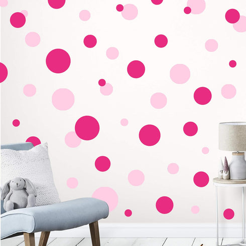 Wall Decor Dots, Polka Dot Wall Decals for Girls Room Walls Decor Stickers Bedroom Kids Art (Lt & DK Pink)...