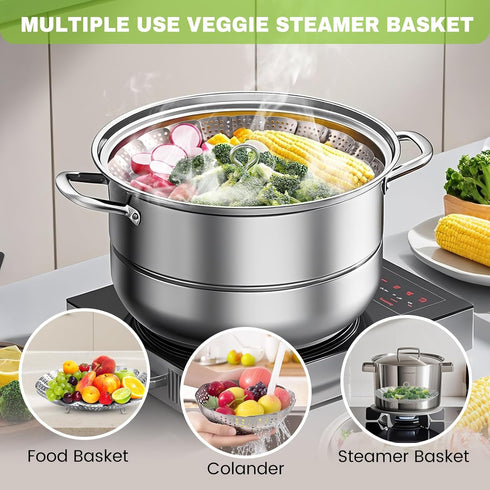 Steamer Basket Stainless Steel Instant Pot Accessories for Food and Vegetable, Zocy Premium Expandable Steam Basket to Fit Various Size Pots Mediu...