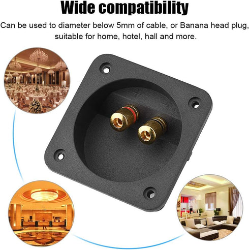 Speaker Box Terminal Cup, Square Double Binding Post Subwoofer Box Speaker Terminal Plates for DIY Home Car Stereo Speaker...