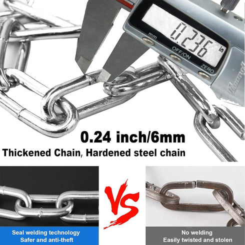 Chain Lock, Heavy Duty Anti-Theft Chain Lock, 2.72 Ft Security Locks with 3 Keys, Waterproof Lock Chain for Scooter, Motorcycle, Door, Gate, Fence...