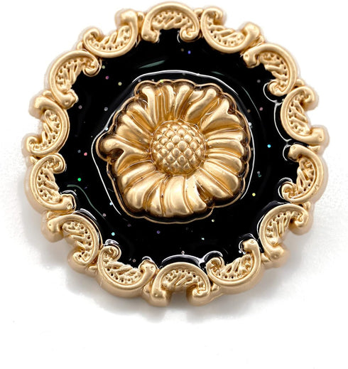 20 pcs Vintage Sunflower Black Enamel Sewing Metal Shank Coat Buttons -25mm -1"...