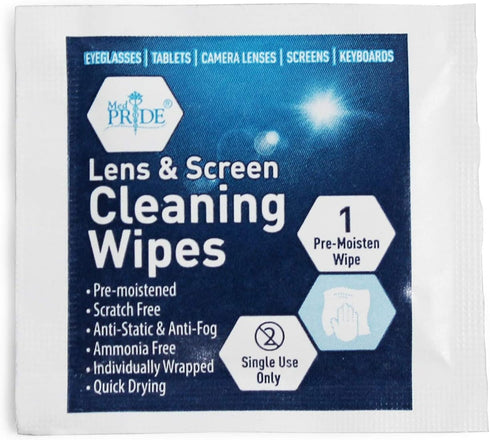 MED PRIDE Premoistened Lens Wipes | Anti-Static, Anti-Fog, Quick-Dry & Scratch-Free| 100 Cleaning Cloths for LED Touch Screen, iPhones, iPads, Com...