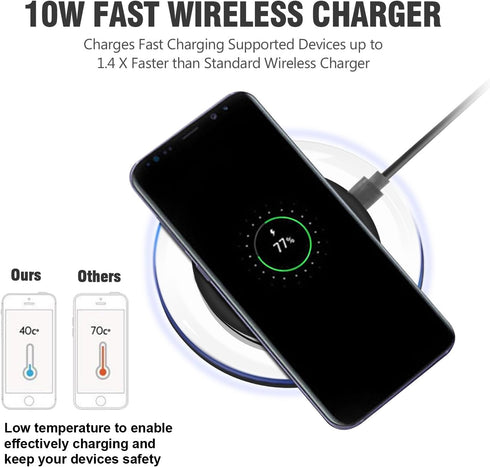 Wireless Charger, 10W Fast Wireless Charging Pad Compatible with Samsung Galaxy S9/S9+/Note 8/S8/S8 Plus,7.5W Qi Charging Base Stand for Charging ...