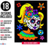Super Pack of 18 Fuzzy Velvet Coloring Posters (Kids Themed - Day of the Dead) - Halloween and Dia de Los Muertos Coloring Crafts Activity for Tod...