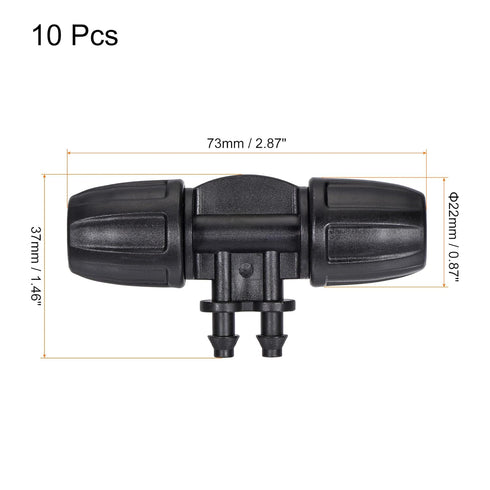 MECCANIXITY Drip Irrigation Barbed Tee 4-Way Fitting 8mm to 4mm ID Tubing for Garden Drip Tape Tubing Sprinkler System Black Pack of 10...