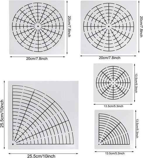 5pcs Mandala Dot Painting Tool Stencils Template Set, 8/12/16 Segment Creative Mandala Stencils Reusable Painting Stencils for DIY Wood, Fabric, G...