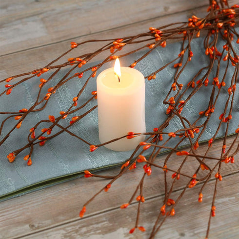 WILLBOND 64 Feet Ply Pip Berry Garland for Christmas Winter Indoor Outdoor Decor Head Wreaths Wedding Crowns(Orange,30 Packs)...