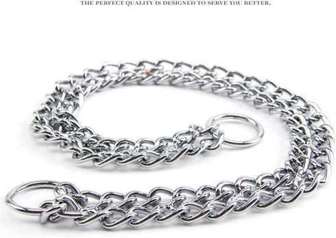 Dog Chain Collar Pet Iron Metal Double Chain Row Neck Leash Gear Choke Chain Walking Training for Small Medium Large Dogs,45cm...