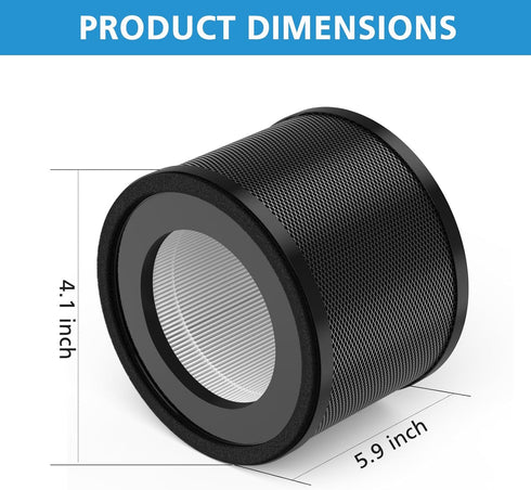 2 Pack HEPA Replacement Filter, Compatible with TaoTronics TT-AP001 and VAVA VA-EE014, 3-in-1 HEPA and Activated Carbon Filter...