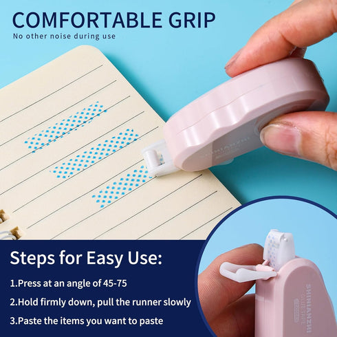 4 PACK Double Sided Tape Roller, Permanent Adhesive Scrapbook Tape Dispenser Runner, Glue Tape for Home Office School Crafts & Arts Projects, 6MMx...