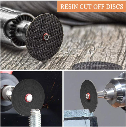 Cutting Wheels Set Rotary Tool Accessories, 10pcs Resin Cutting Off Wheels, 10psc Diamond Cutting Disc with Mandrels, 6pcs HSS Circular Saw Blades...