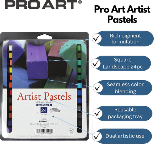 PRO ART Artist Pastel, 24 Landscape Color Set, Assorted...