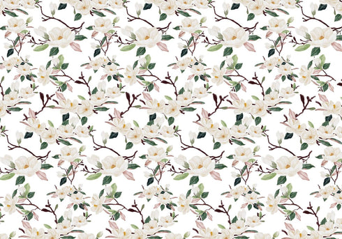 50Sheets 28×20 Inches White Magnolia Flowers Tissue Paper for Gift Wrapping Magnolia Blossom Printed Tissue Paper for Spring Holidays Bridal Showe...