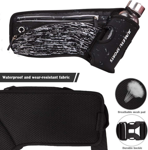 Running Belt with Water Bottle Holder Hydration Waist Pack for Men Women Reflective Fanny Pack Waterproof Ultra Light Running Belt for 7’’ Phones ...