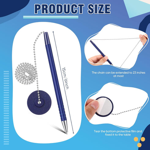 Secure Pen with Adhesive Pen Chain and Security Blue Ink Pen Holder for Home Office Supplies (20 Pieces)...