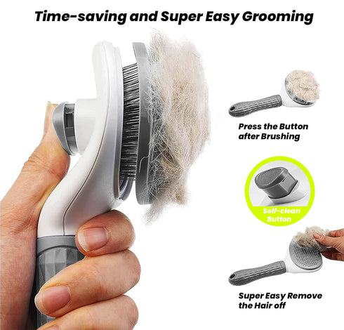 Cat Grooming Brush with Release Button Gently Removes Loose Undercoat, Tangles and Mats for Cats and Dogs Ideal for Long and Short Hair Suitable f...