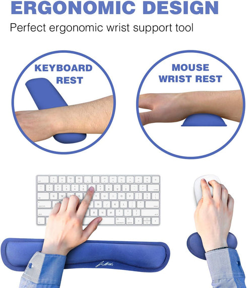 Doctor Developed Ergonomic Wrist Rest for Mouse & Keyboard and Perfect for Good Wrist Health, Posture & Joint Conditions by Dr Arthritis - Blue...