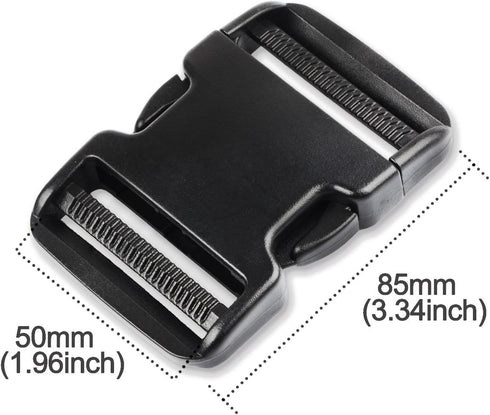 DYZD Premium 50mm Flat Dual Adjustable Side Release Buckles (4PCS, Black)...