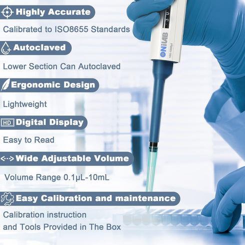 ONiLAB Single Channel Pipettors Adjustable Volume Micro Pipettes, 0.1-2.5?l (7010101001)...