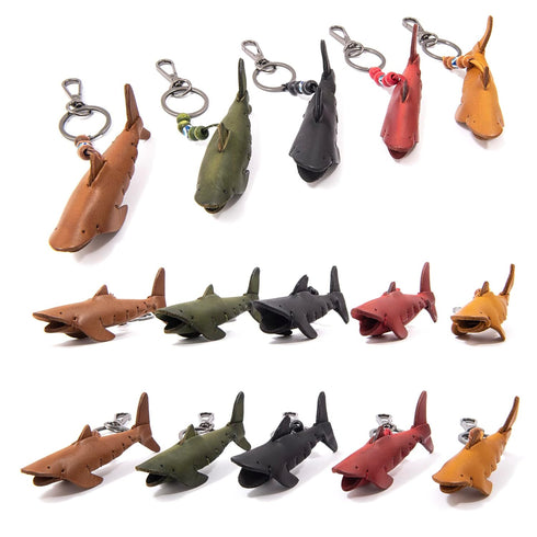 Handmade Leather Shark Keychain, Hanging Bag Charm for Purse and Backpack Keychains for Women | 100% Genuine Leather, Shark Gifts for Shark Lovers...