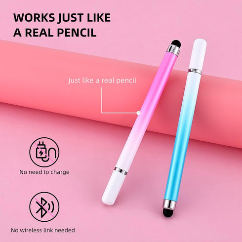 2 in 1 Stylus Pens for Touch Screens,3 Pcs Stylus Pencil with Transparent Disc & Silicone Tip High Sensitivity Stylus Fine Point Stylus Pen Compat...