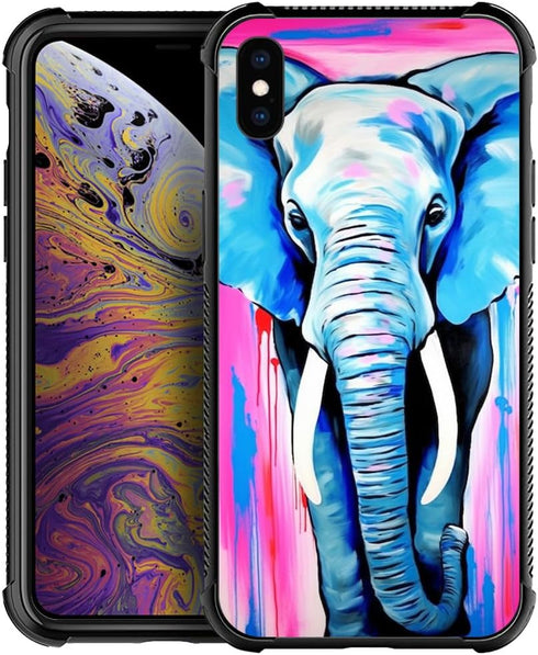 Compatible with iPhone Xs Case,African Elephants iPhone X Cases for Girls,Pattern Design Shockproof Anti-Scratch Hard PC Back Case for iPhone X/XS...