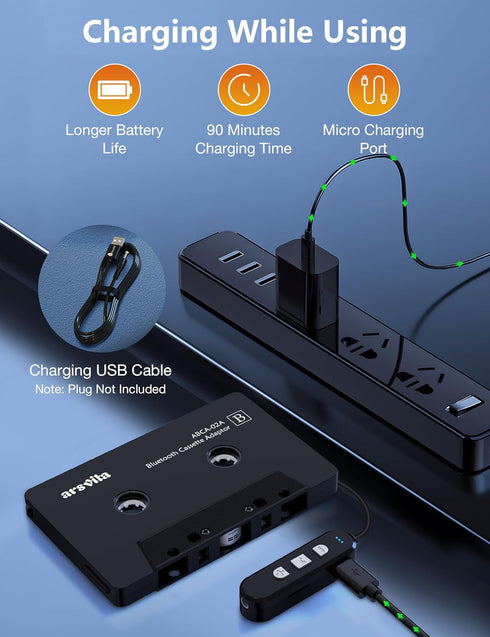 arsvita 5.1 Bluetooth Cassette Adapter, Car Audio Bluetooth Cassette Receiver, Cassette Bluetooth Adapter for Car Support Micro SD Card, Hands-Fre...