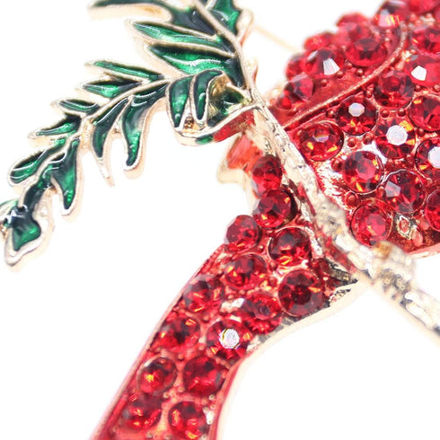 Red Rhinestone Northern Cardinal Brooch,Fashion Crystal Animal Birds Brooch for Women Christmas Bird Brooch...