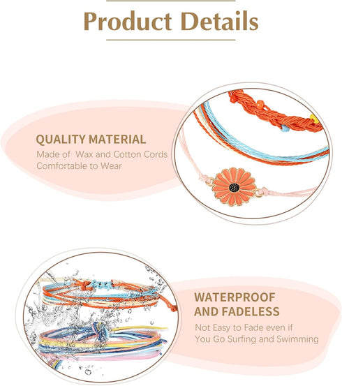 Hicarer 21 Pieces Surfer Wave Bracelet Ocean Wave Adjustable Waterproof Handmade Friendship Bracelet Anklet Jewelry for Women...