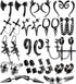 16 Pairs Stainless Steel Punk Y2K Black Dangle Earrings for Men, Axe Skull Screw Cone etc Huggie Hoop Long Chain Piercing Hoop Earrings Set for Un...