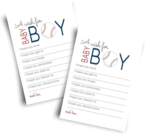 Baseball Wishes for Baby Shower (20 Pack) Cute Words of Wisdom for Boys - Baby Shower Game Planning & Guest Book Alternative - 4x6 Keepsake Activi...