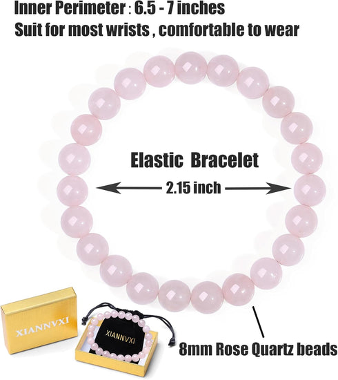 XIANNVXI Crystal Bracelet for Women Men 8 mm Natural Stone Beaded Bracelets Cat Bracelets Cross Bracelets Heart Bracelelt Jewelry for Women Birthd...