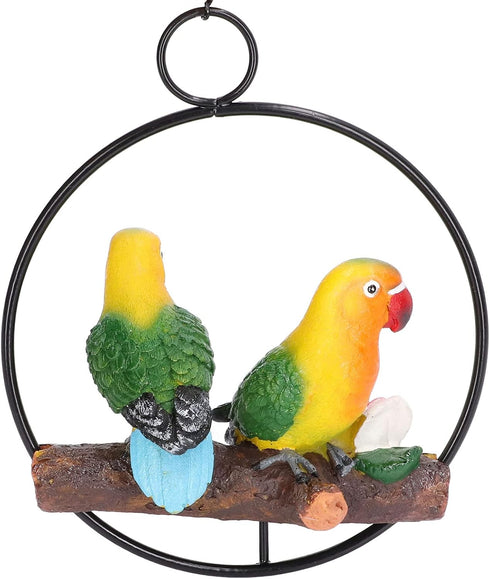 Hanging Parrot Sculpture, Parrot Statue On Metal Ring Garden Bird Hanging Chain Statue Decor for Patio Home Garden...