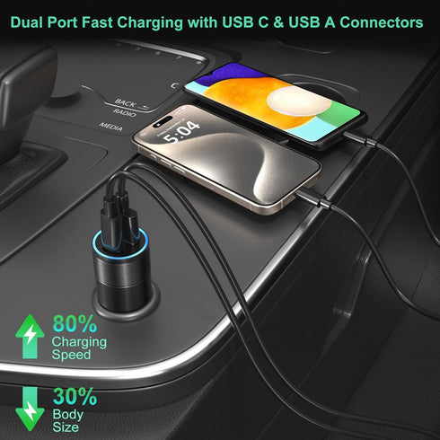 USB C Car Charger 5 Pack, Bangfun 36W Dual 12V USB C & USB A Car Charger Adapter QC+PD 3.0 Fast Charging Cigarette Lighter for iPhone 15 14 13 12 ...