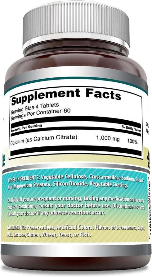 Amazing Formulas Calcium Citrate Supplement | 1000 Mg | 240 Tablets | Non-GMO | Gluten Free | Made in USA...
