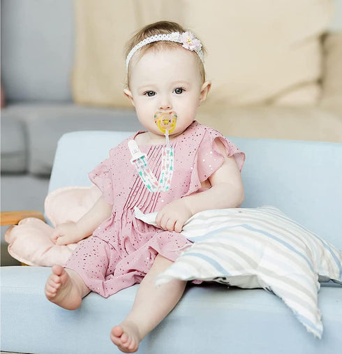 4 Pcs Baby Dummy Strap Clip, Pacifier Clip Dummy Holder Straps with 4 Silicone Adapter, Soother Chains Clips Fit All, Soothers, Teething Toys, Bab...