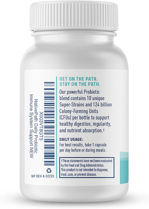 NativePath Daily Probiotic, 10-Strain Custom Blend Probiotics Supplement for Men and Women, 82 Billion CFUs - 45 Count...